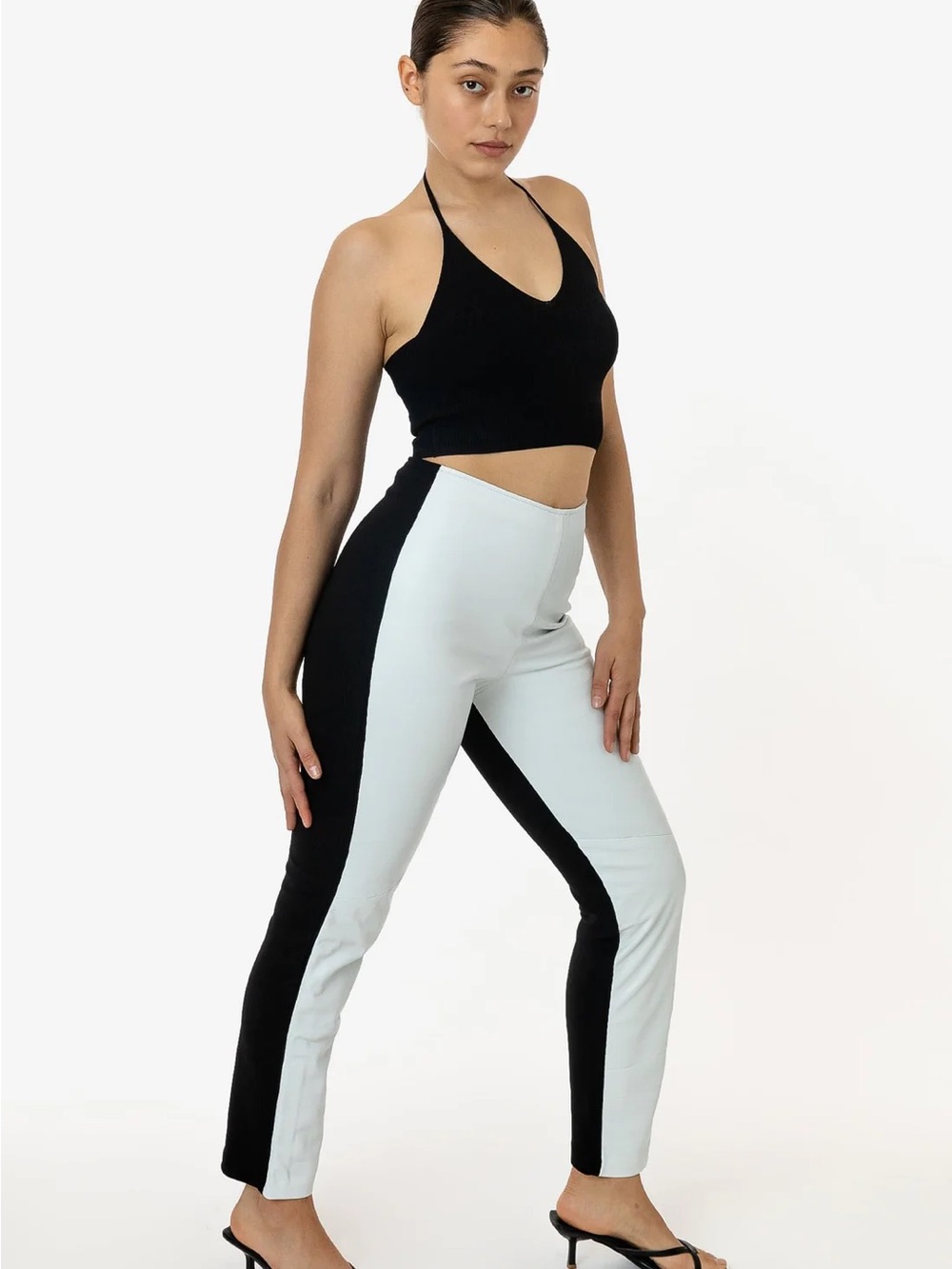 Los Angeles Apparel Size M Two-Tone Leather Ottoman Pants Straight Leg Retro Mod